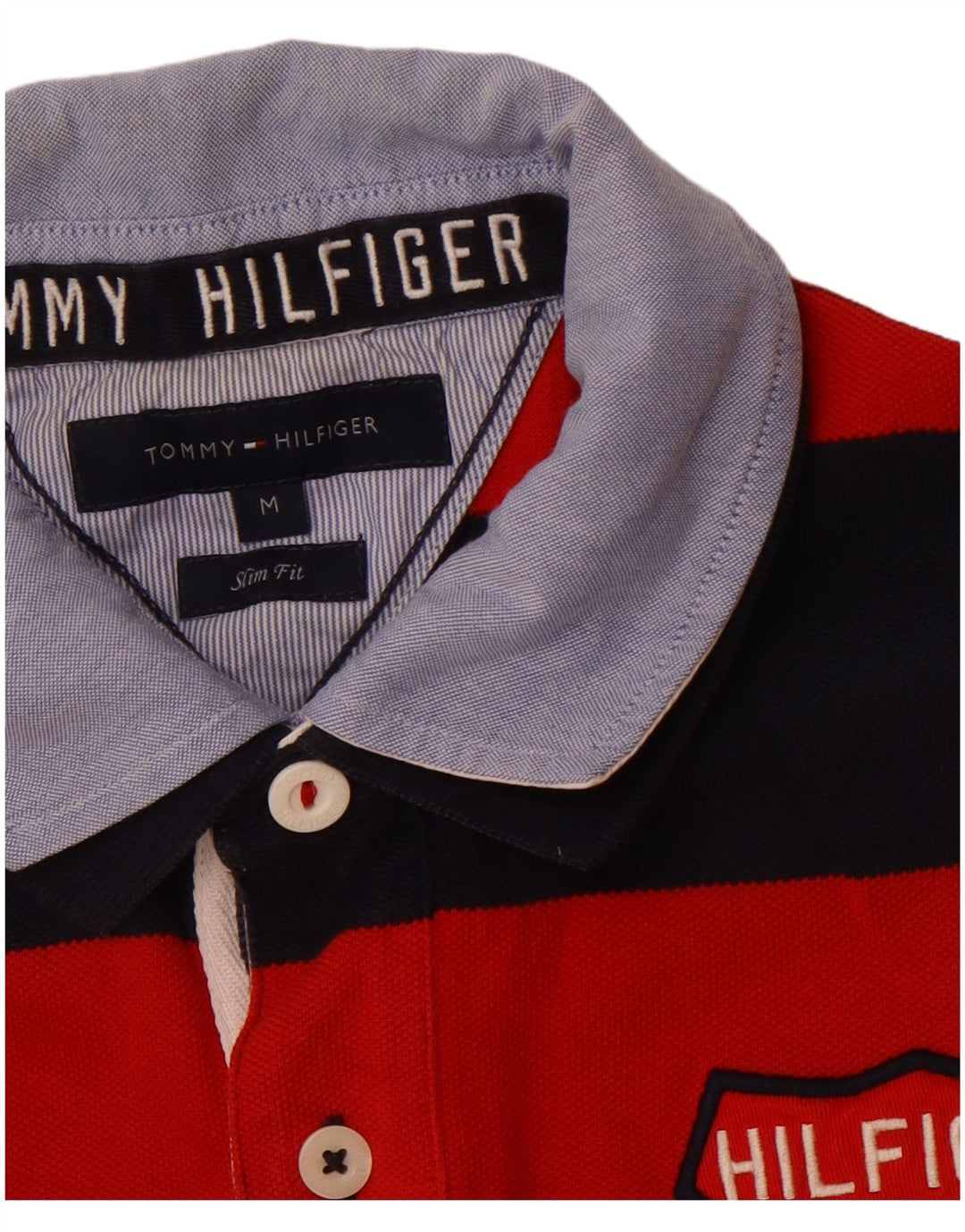 TOMMY HILFIGER Polo da rugby grafica slim fit da uomo a righe rosse medie