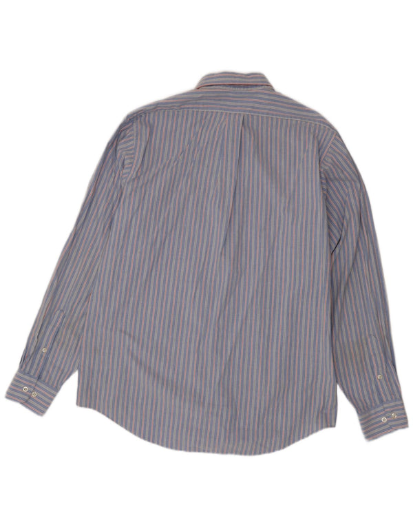 Camicia da uomo dalla vestibilità classica Chaps taglia 16 1/2 grande cotone gessato blu