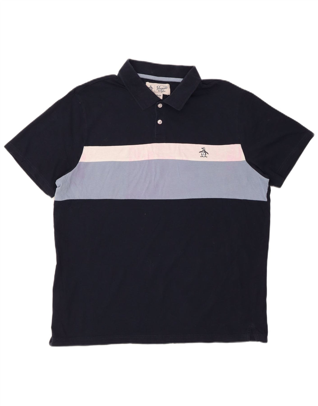 PENGUIN Polo da uomo XL in cotone a righe blu navy