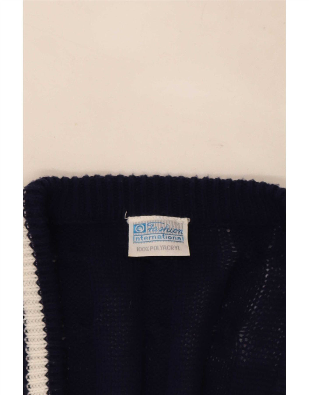 Maglione cardigan da uomo vintage IT 48/50 Poliestere a righe blu navy medio
