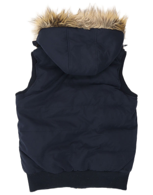 Gilet imbottito con cappuccio da donna Fat Face UK 10 piccolo poliestere blu navy