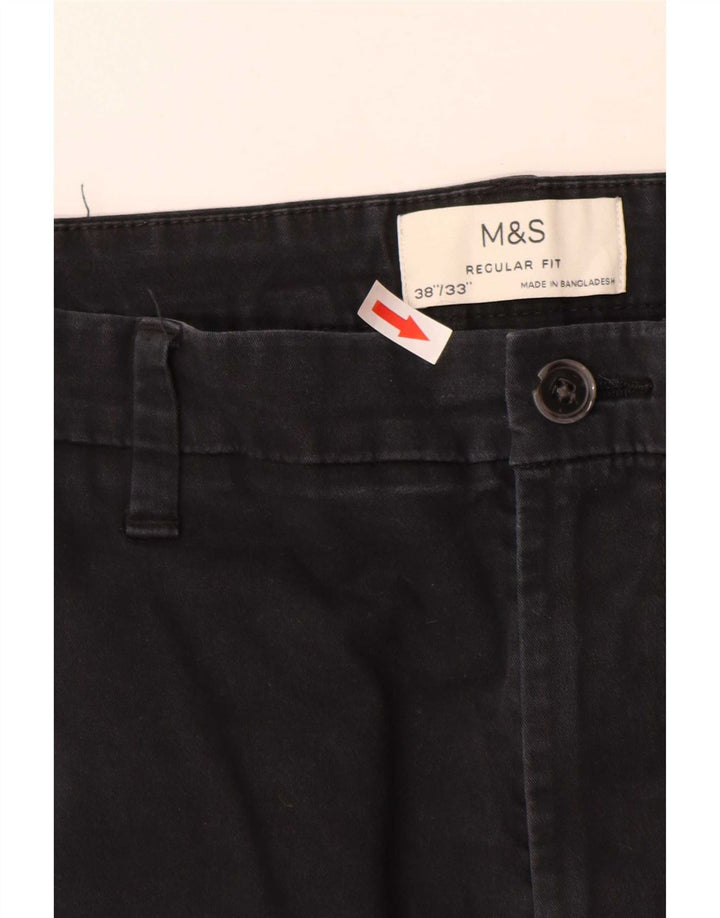 Pantaloni chino vestibilità regolare da uomo Marks & Spencer W38 L33 cotone nero