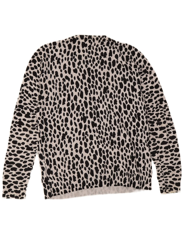 Maglione maglione girocollo da donna Hobbs UK 14 medio nero stampa animalier