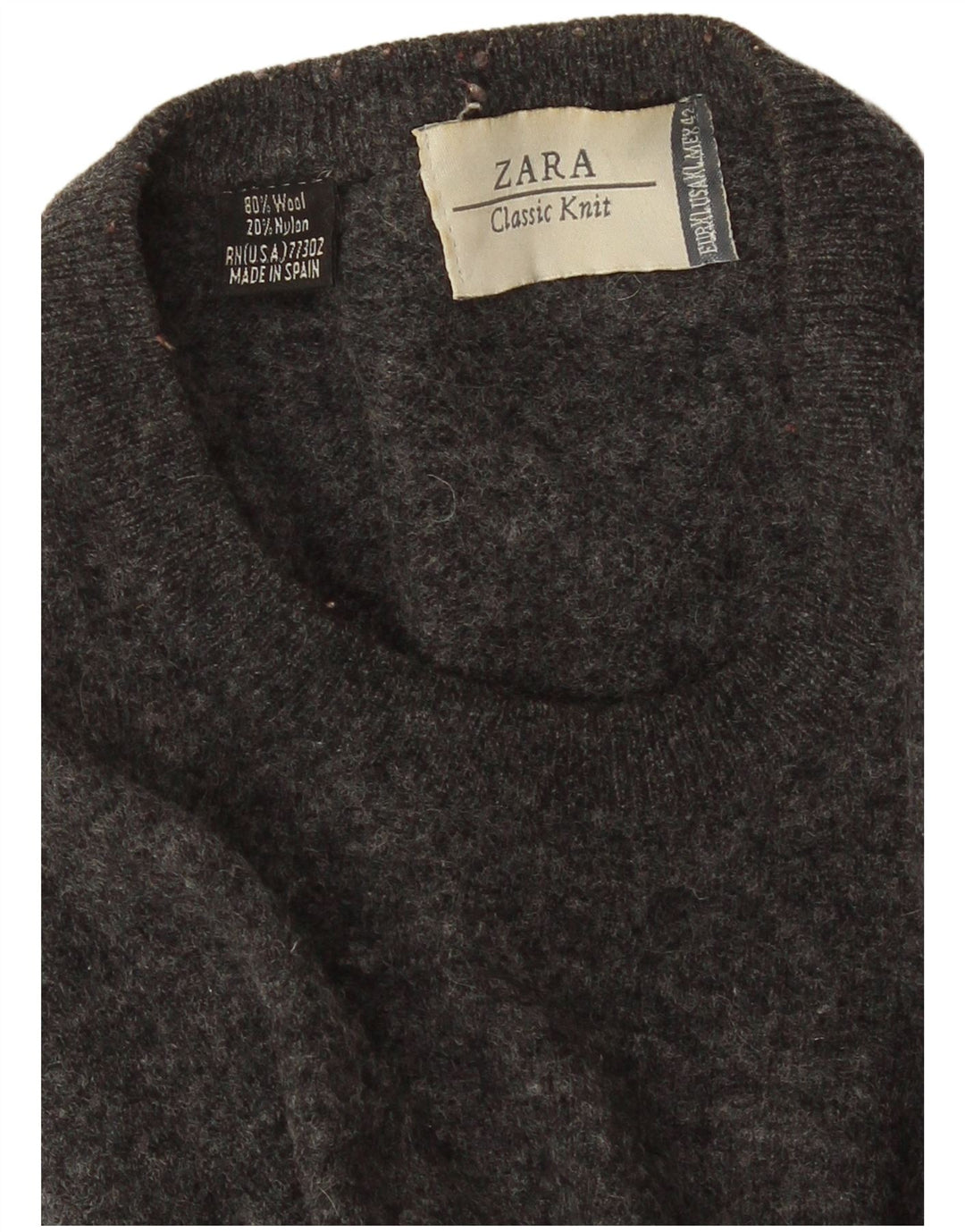 Maglione maglione girocollo da uomo Zara XL in lana screziata grigia