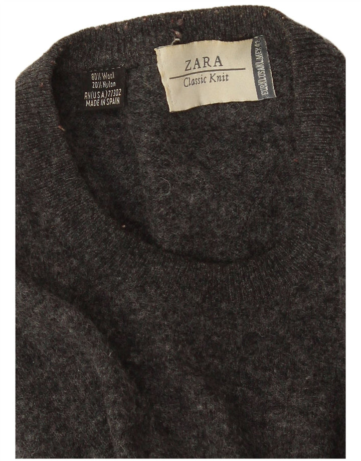Maglione maglione girocollo da uomo Zara XL in lana screziata grigia