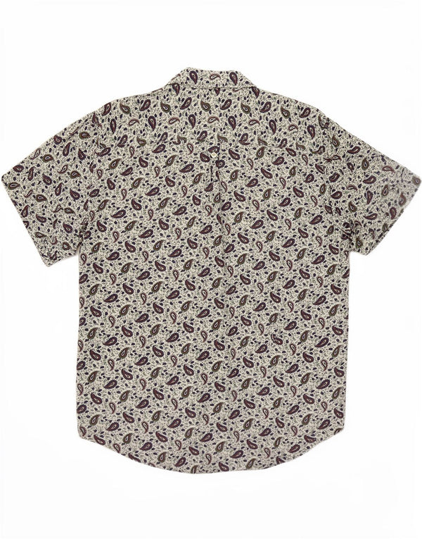Camicia Benetton Uomo Manica Corta Small Bianca Paisley Viscosa