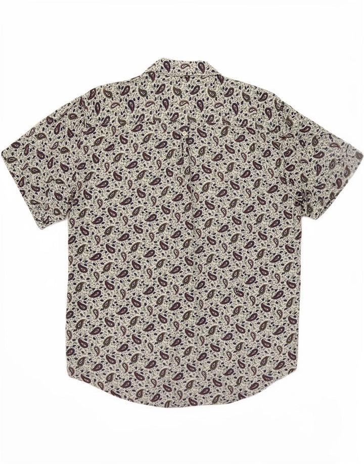 Camicia Benetton Uomo Manica Corta Small Bianca Paisley Viscosa