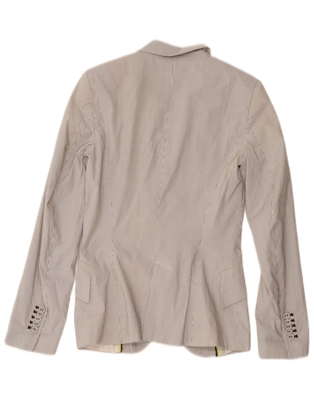 Giacca blazer da donna a 1 bottone Zara UK 4 XS poliestere gessato bianco