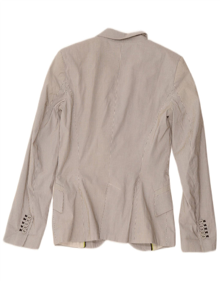 Giacca blazer da donna a 1 bottone Zara UK 4 XS poliestere gessato bianco
