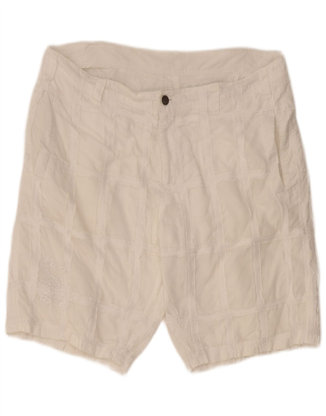 Pantaloncini chino grafici da uomo Scorpion Bay W33 cotone a quadri bianchi medi