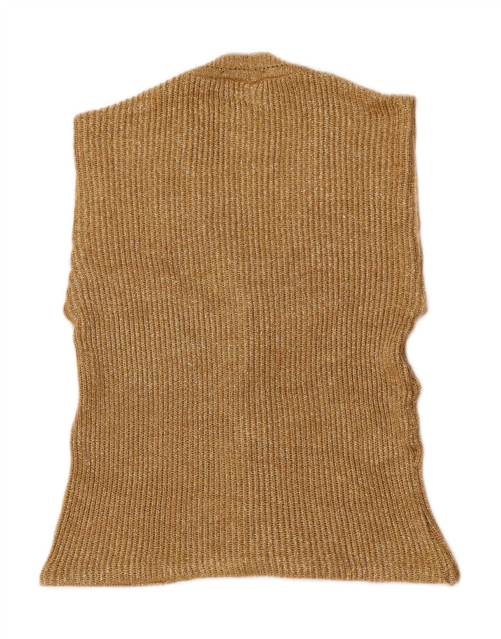VINTAGE Womens Sleeveless Cardigan Sweater UK 14 Medium Beige Vintage Vintage and Second-Hand Vintage from Messina Hembry 
