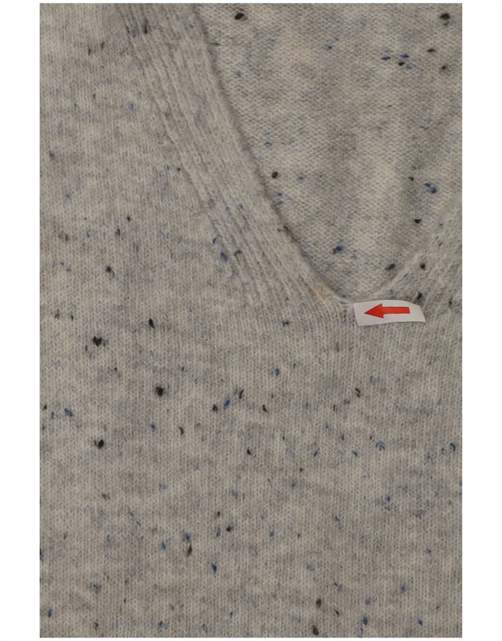 Maglione maglione con scollo a V da donna Marks & Spencer UK 14 Grigio medio chiazzato
