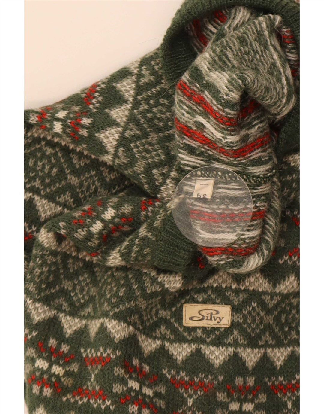 Maglione maglione girocollo da uomo Silvy IT 52 Large Green Fair Isle