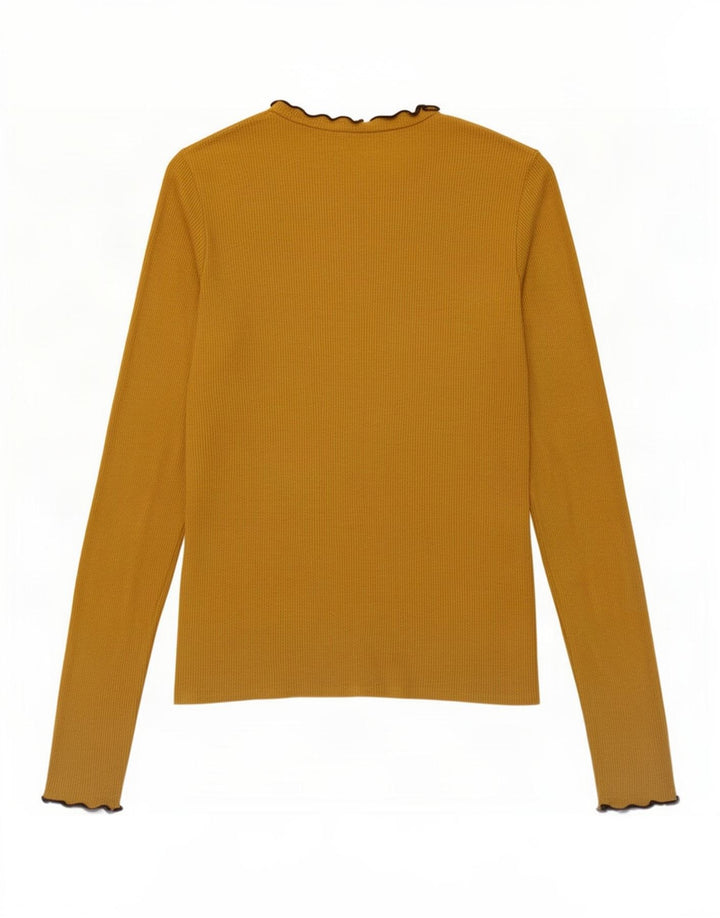 Top Zara Trafaluc da donna a maniche lunghe UK 14 giallo medio
