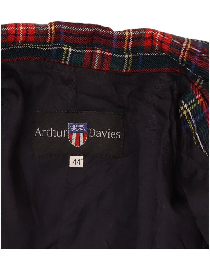 Giacca blazer vintage da donna a 3 bottoni IT 44 Plaid classico blu navy medio