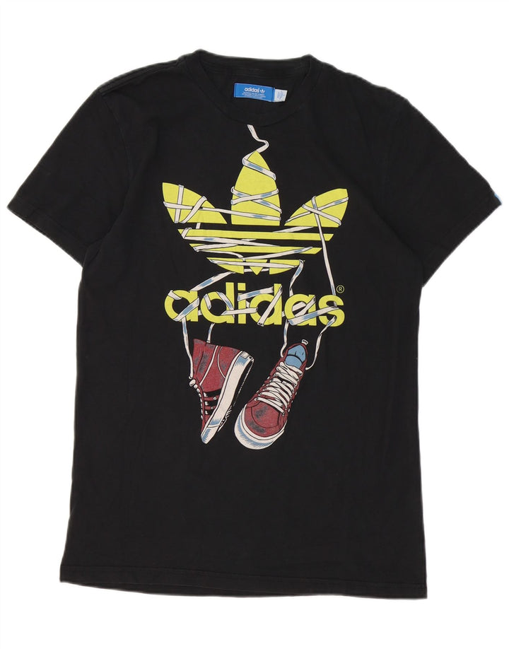 T-shirt grafica da uomo Adidas Top piccola nera