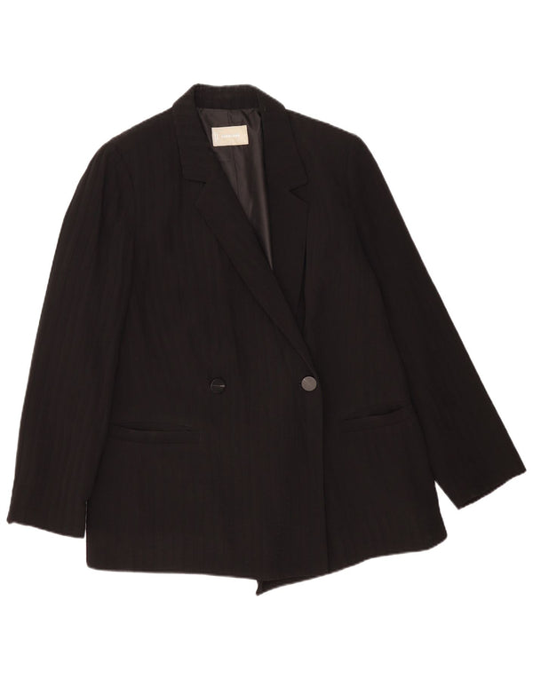 Giacca blazer doppiopetto da donna Everlane US 12 grande gessato nero