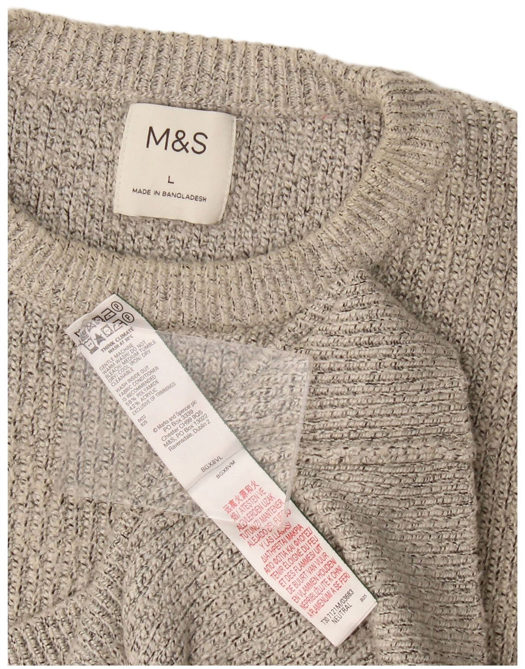 Maglione maglione girocollo da uomo Marks & Spencer grande grigio in poliammide