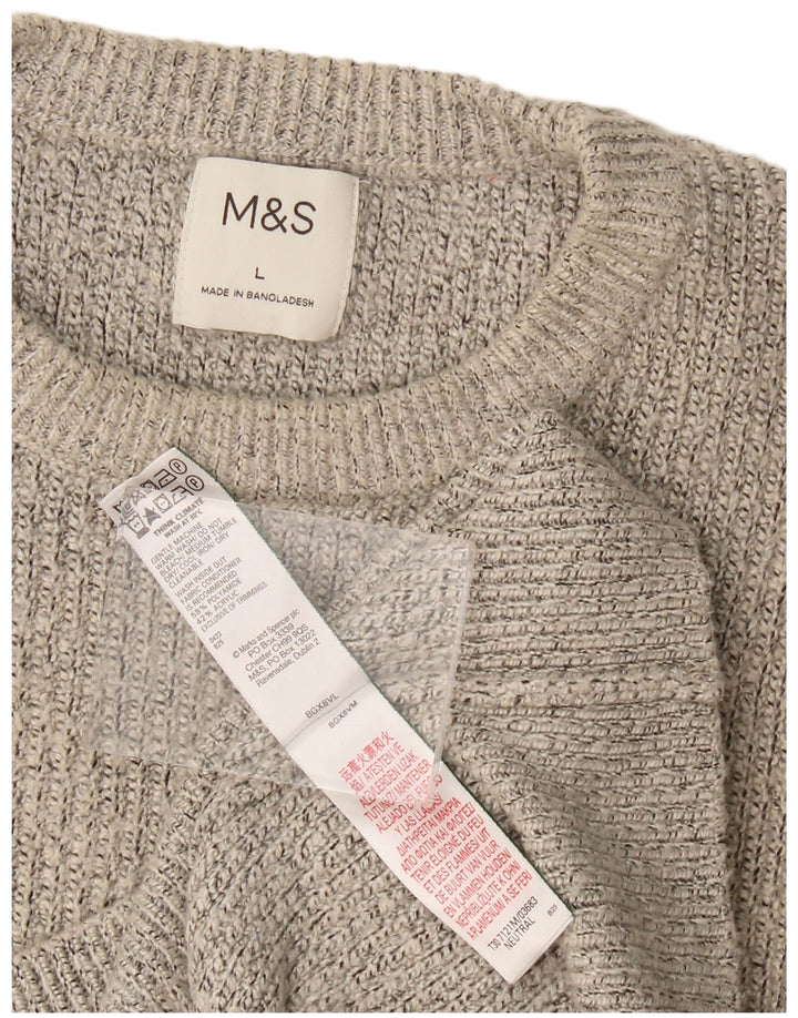 Maglione maglione girocollo da uomo Marks & Spencer grande grigio in poliammide