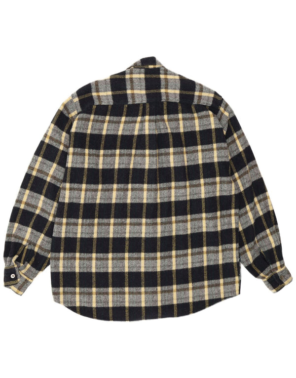 Camicia vintage da uomo in flanella a quadri neri grandi