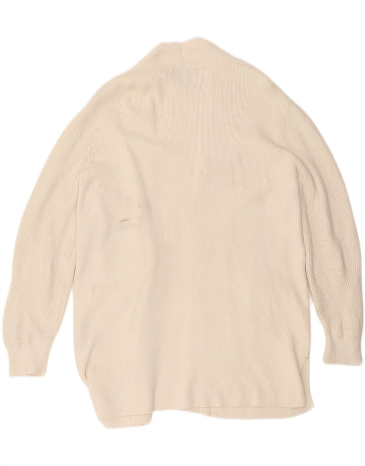Maglione cardigan aperto lungo da donna Marks & Spencer UK 16 grande bianco sporco