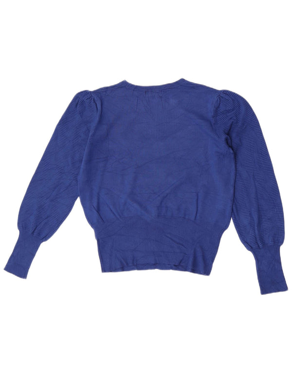 Maglione maglione girocollo da donna Marks & Spencer UK 14 Blu medio geometrico