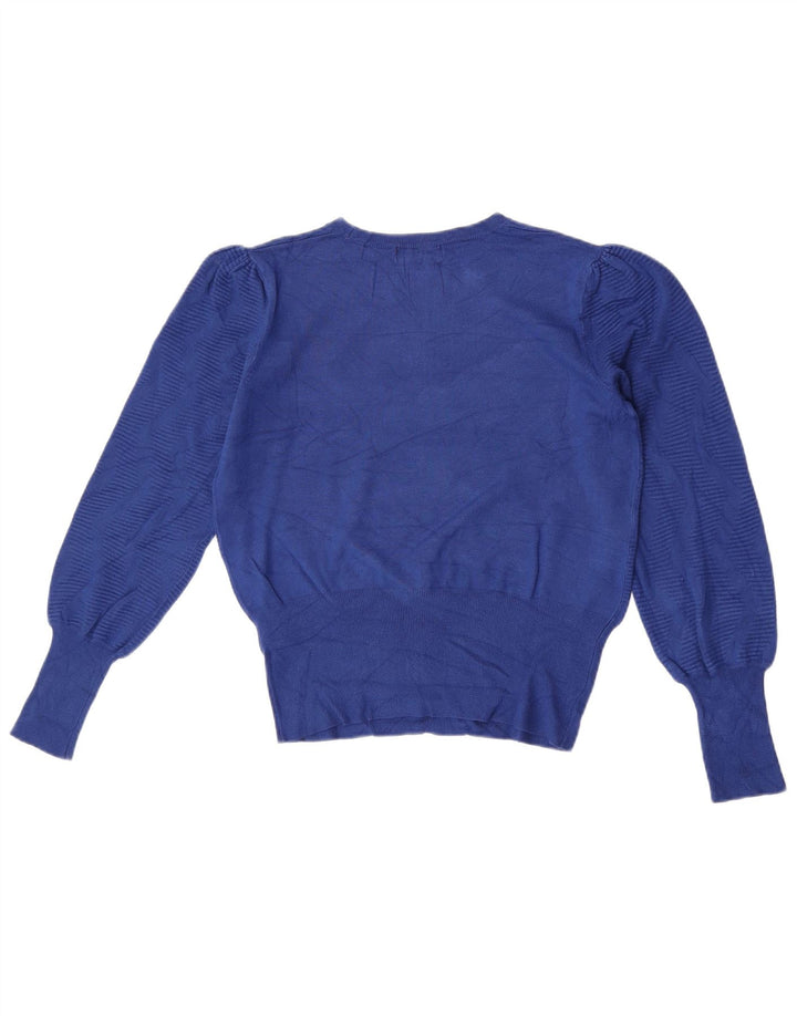 Maglione maglione girocollo da donna Marks & Spencer UK 14 Blu medio geometrico