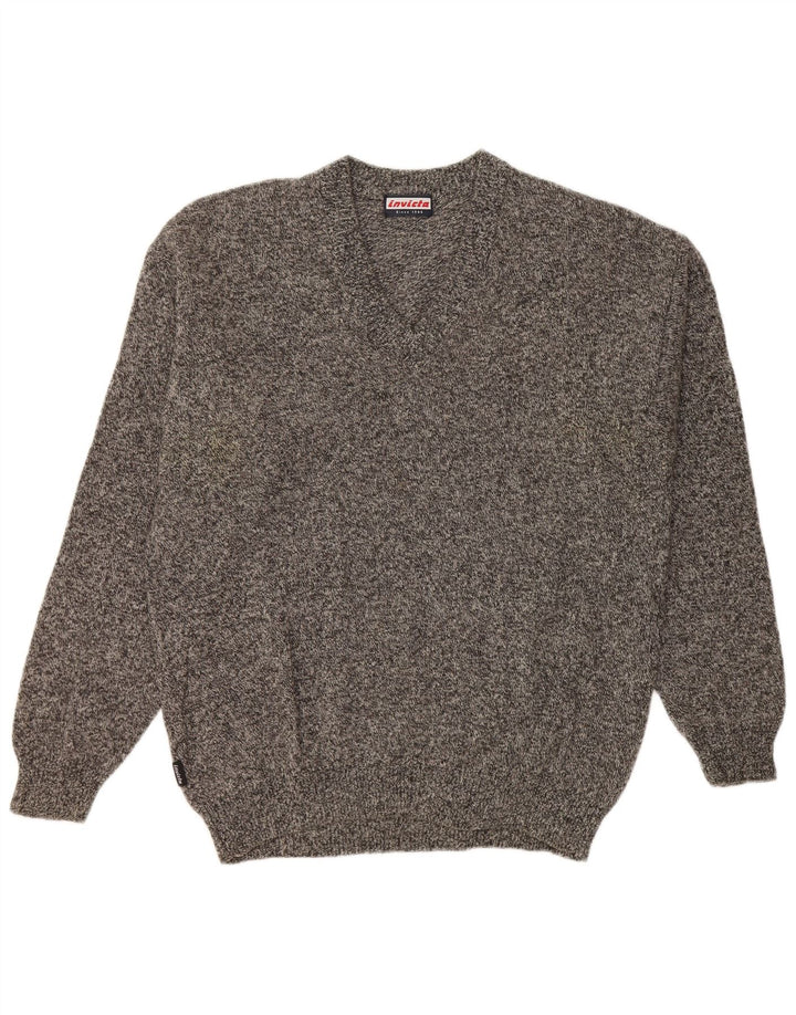 Maglione da uomo con scollo a V Invicta grande grigio screziato
