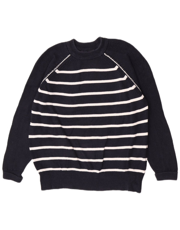 Maglione maglione girocollo da uomo Marks & Spencer medio a righe blu navy