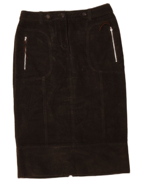 Gonna in velluto a coste da donna Marella UK 10 piccola W30 cotone marrone