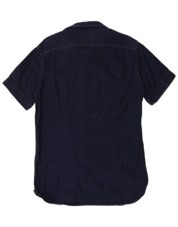 Camicia di jeans a maniche corte da uomo G-Star grande in cotone blu navy