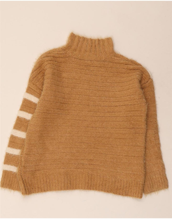 MARKS & SPENCER maglione da donna con collo alto e maglione UK 10 piccolo marrone