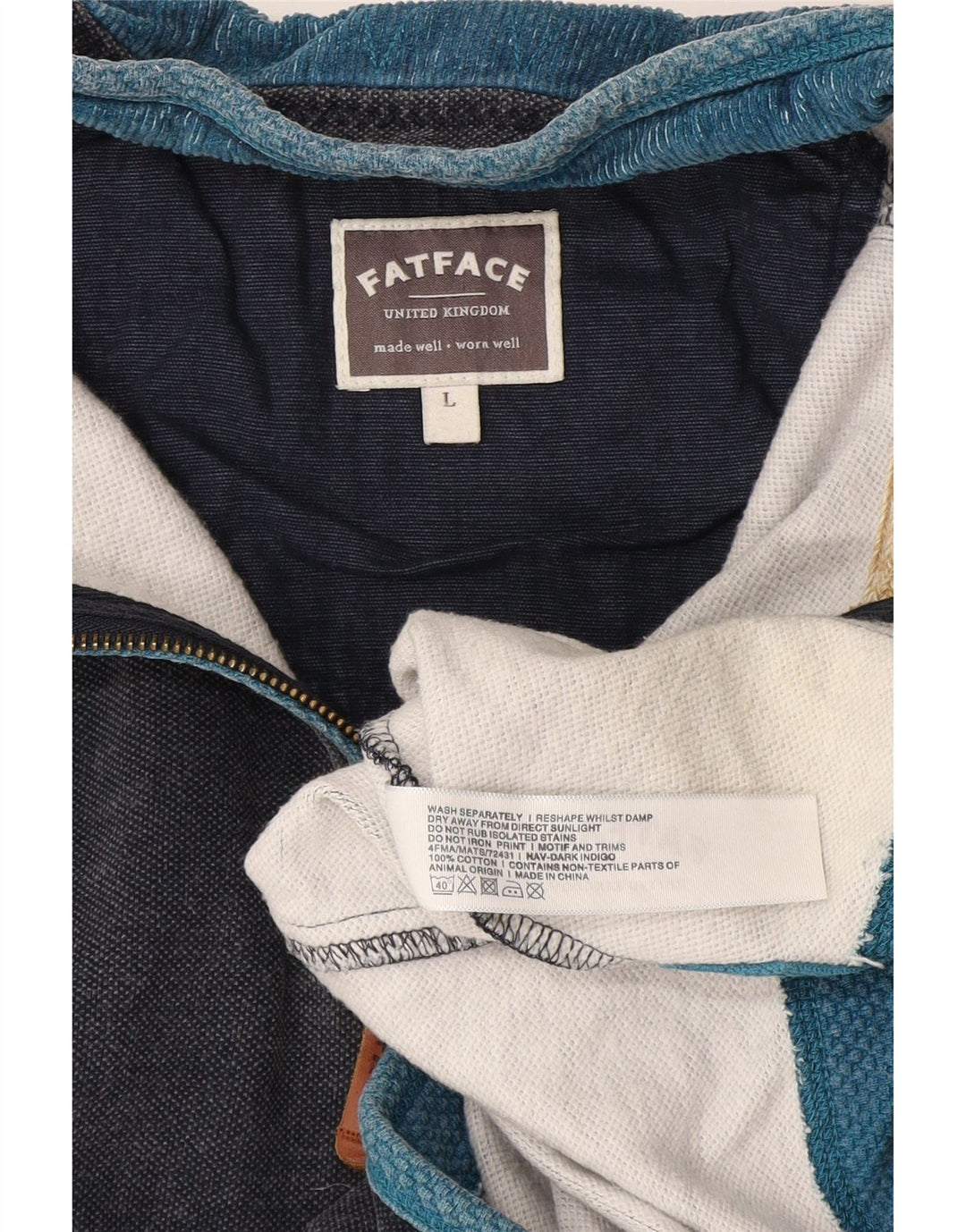 Felpa da uomo con collo con zip Fat Face, maglione grande, cotone blu navy