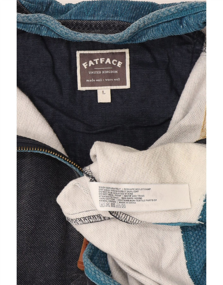 Felpa da uomo con collo con zip Fat Face, maglione grande, cotone blu navy