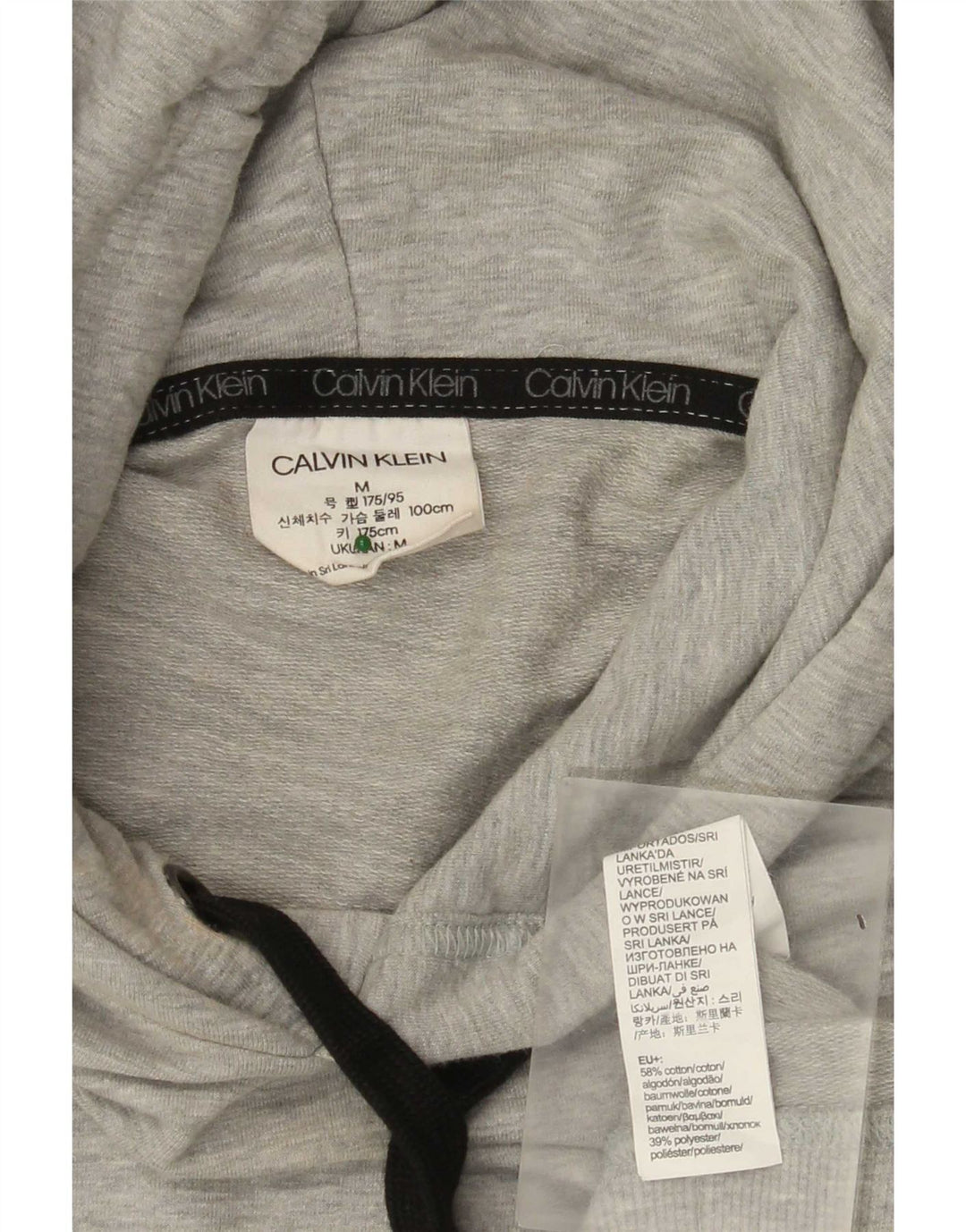 Maglione con cappuccio grafico da uomo Calvin Klein in cotone chiazzato grigio medio