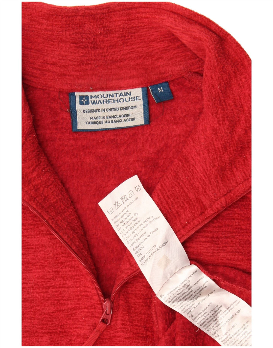 Maglione in pile da uomo con collo con zip Mountain Warehouse Poliestere chiazzato rosso medio