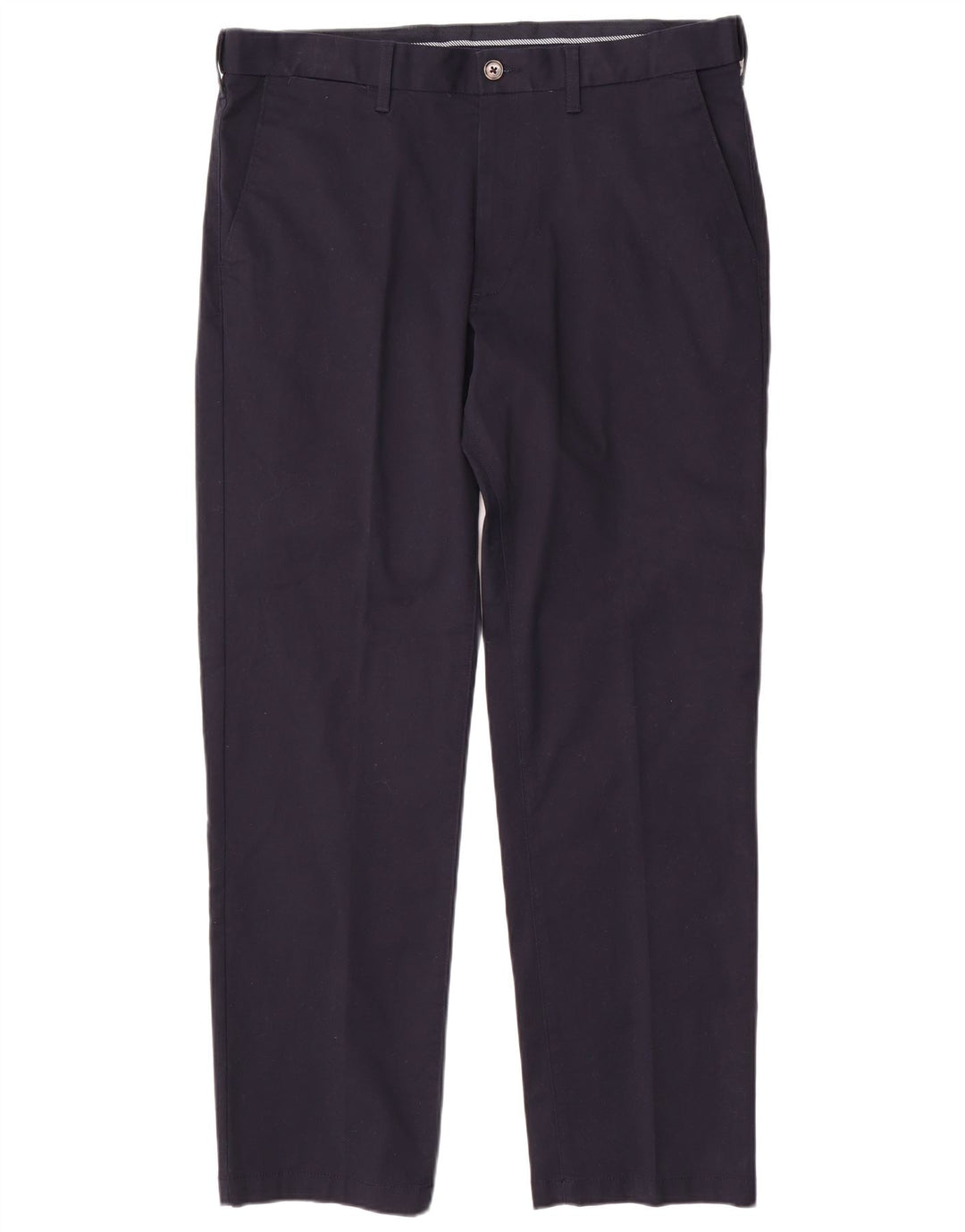 MARKS & SPENCER Pantaloni chino da uomo vestibilità regolare W38 L31 cotone blu navy