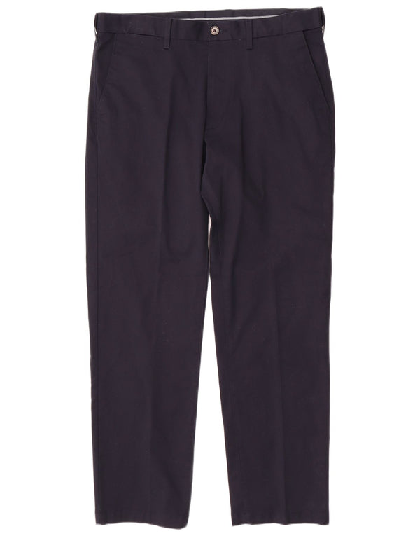 MARKS & SPENCER Pantaloni chino da uomo vestibilità regolare W38 L31 cotone blu navy