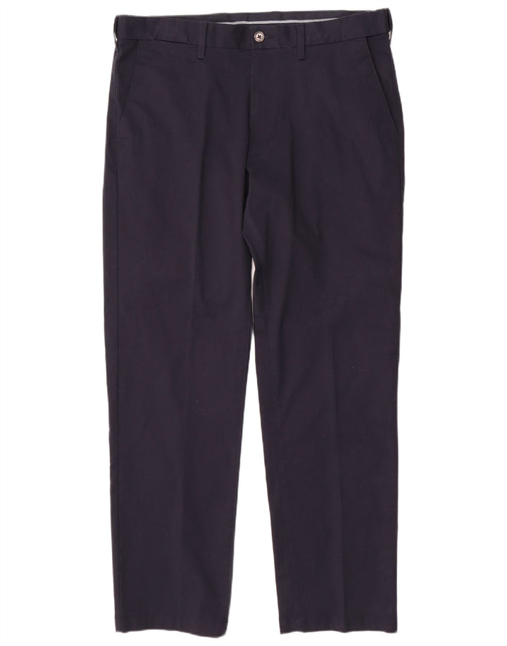 MARKS & SPENCER Pantaloni chino da uomo vestibilità regolare W38 L31 cotone blu navy