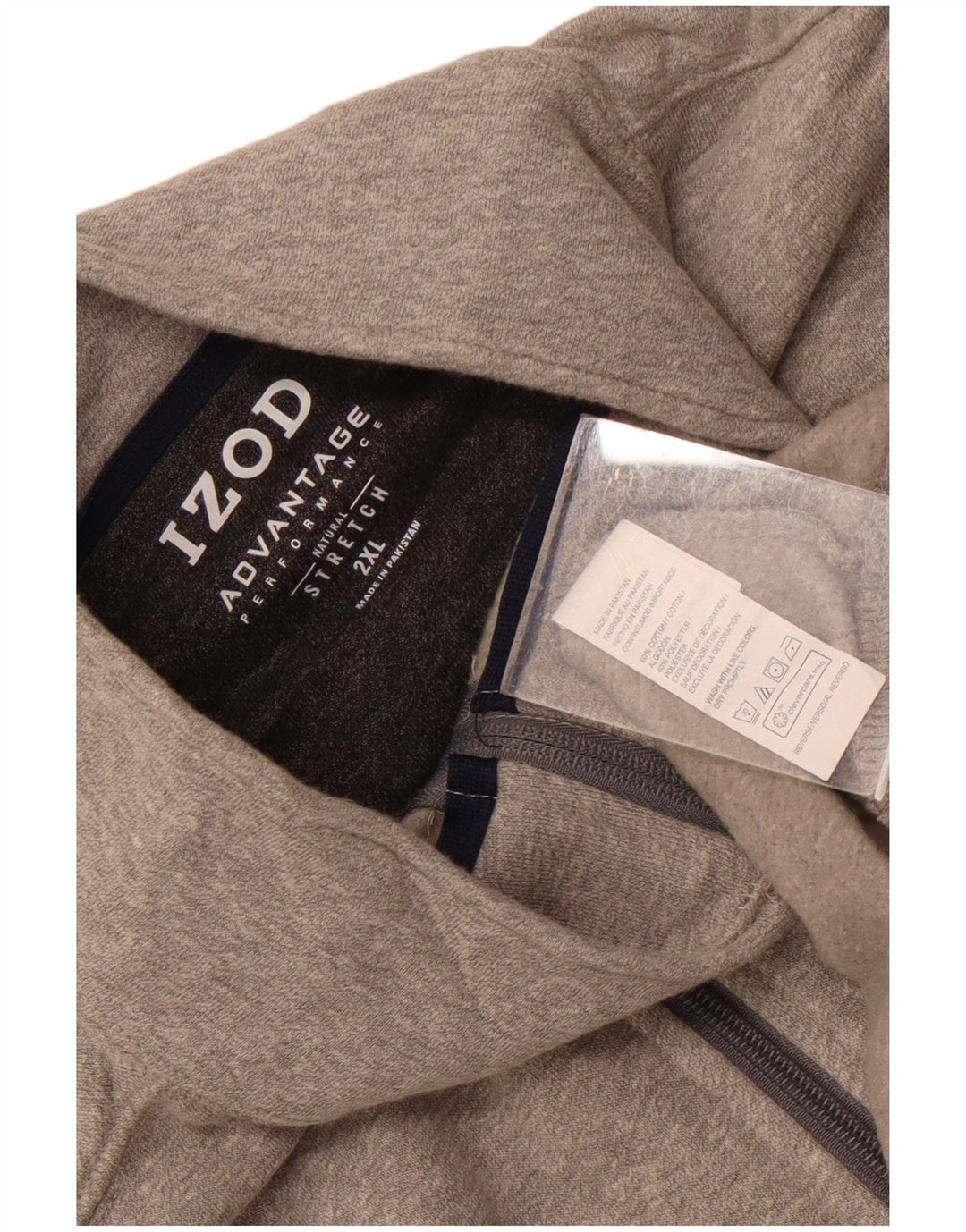 Felpa da uomo con zip e collo IZOD 2XL in cotone grigio