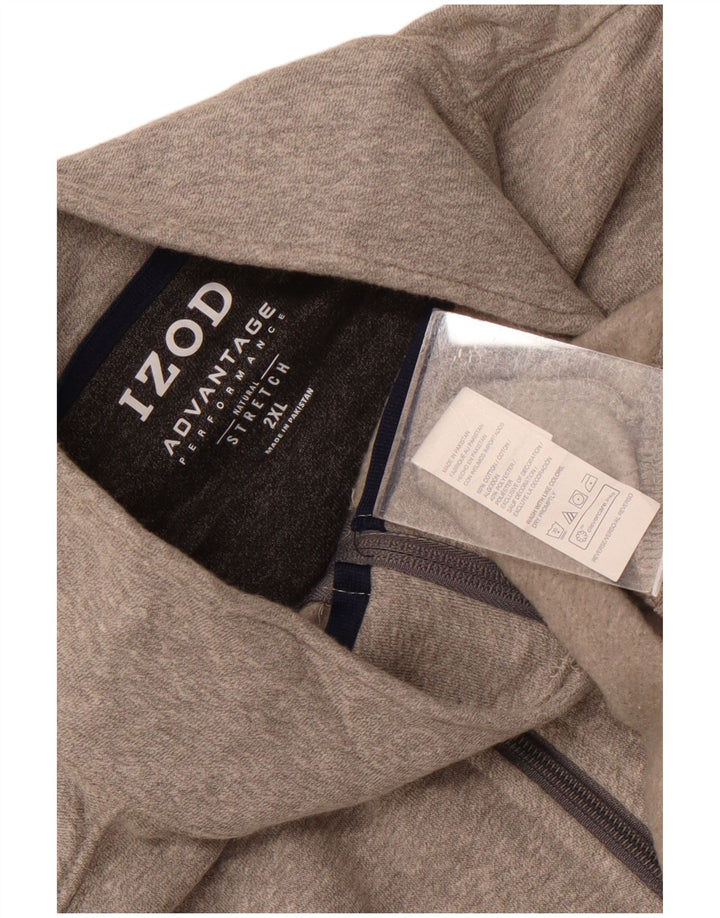 Felpa da uomo con zip e collo IZOD 2XL in cotone grigio