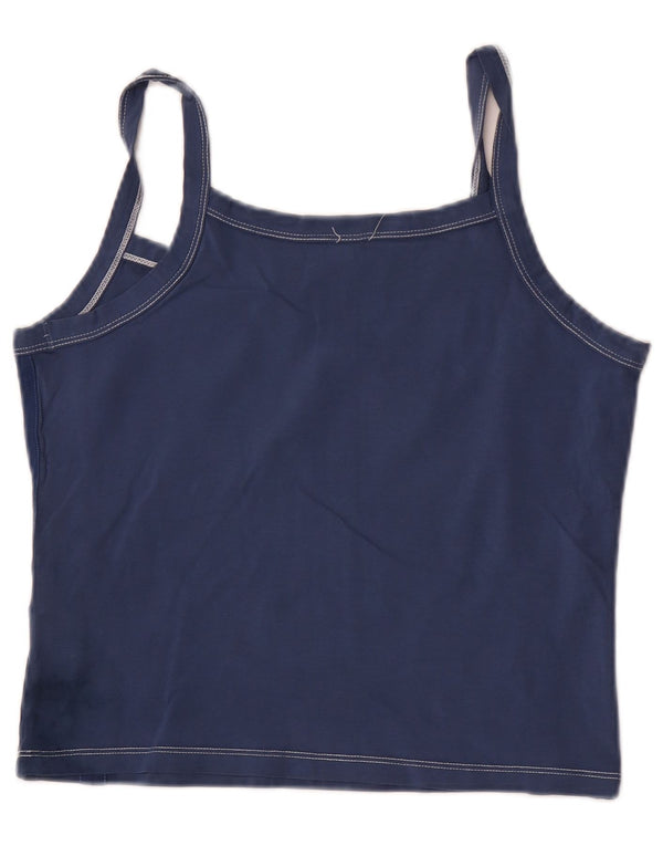 Canottiera grafica da donna North Sails UK 14 grande cotone blu navy