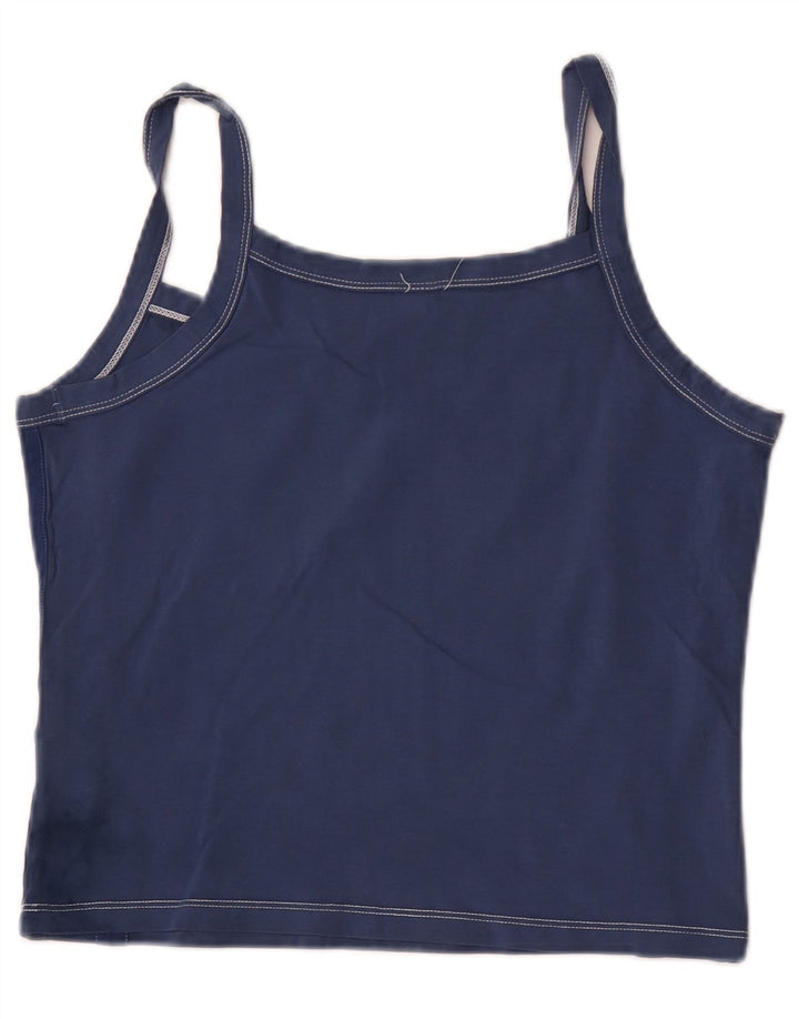 Canottiera grafica da donna North Sails UK 14 grande cotone blu navy