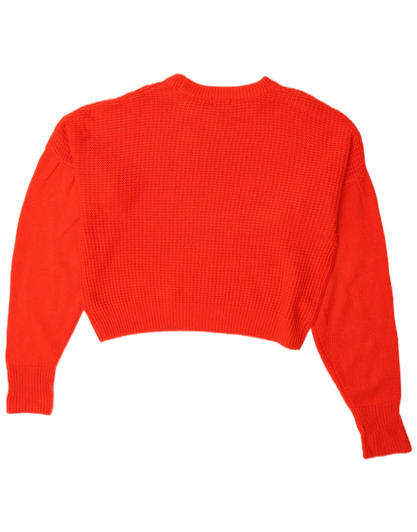 Maglione maglione girocollo oversize da donna Topshop UK 10 piccolo acrilico rosso