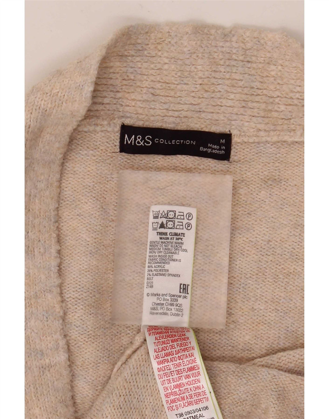 Maglione cardigan lungo da donna Marks & Spencer UK 14 Beige medio