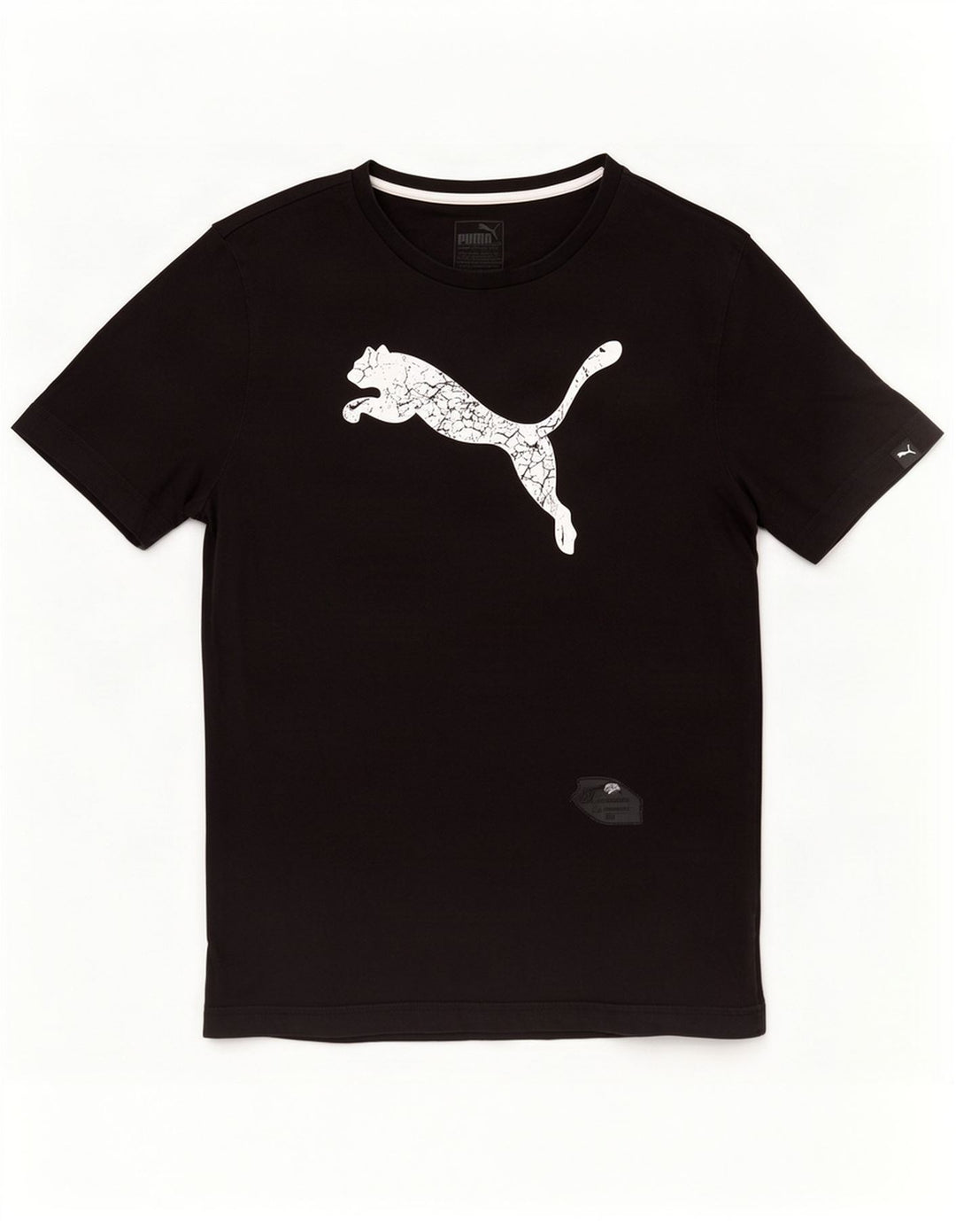 T-shirt grafica da uomo Puma Top in cotone nero medio