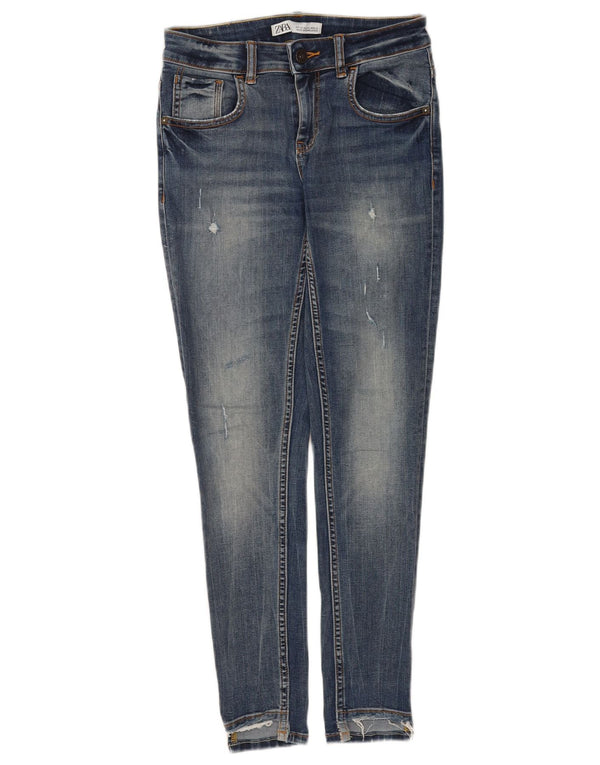 Zara Womens Distressed Skinny Jeans EU 36 XS W26 L27 Blue