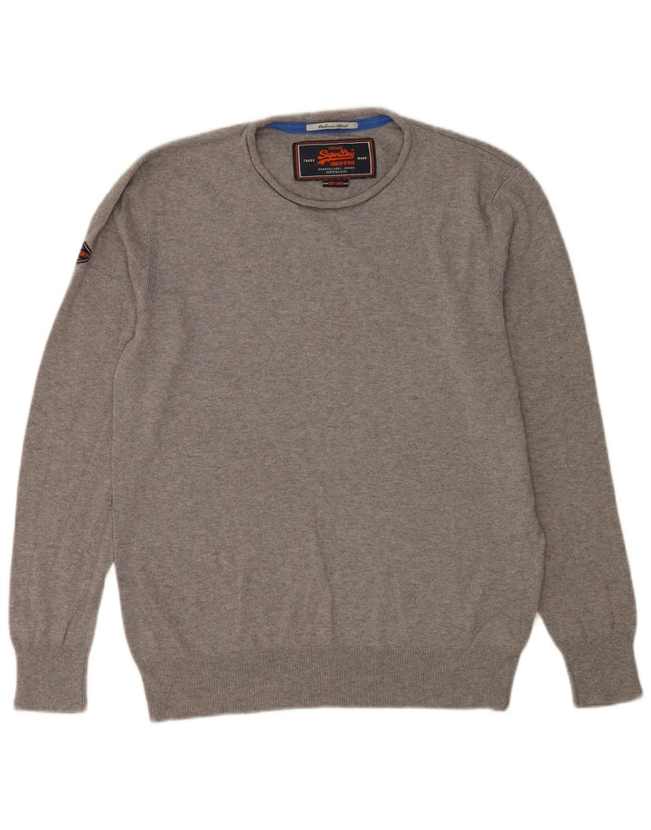 Maglione da uomo girocollo Superdry in cotone grigio grande