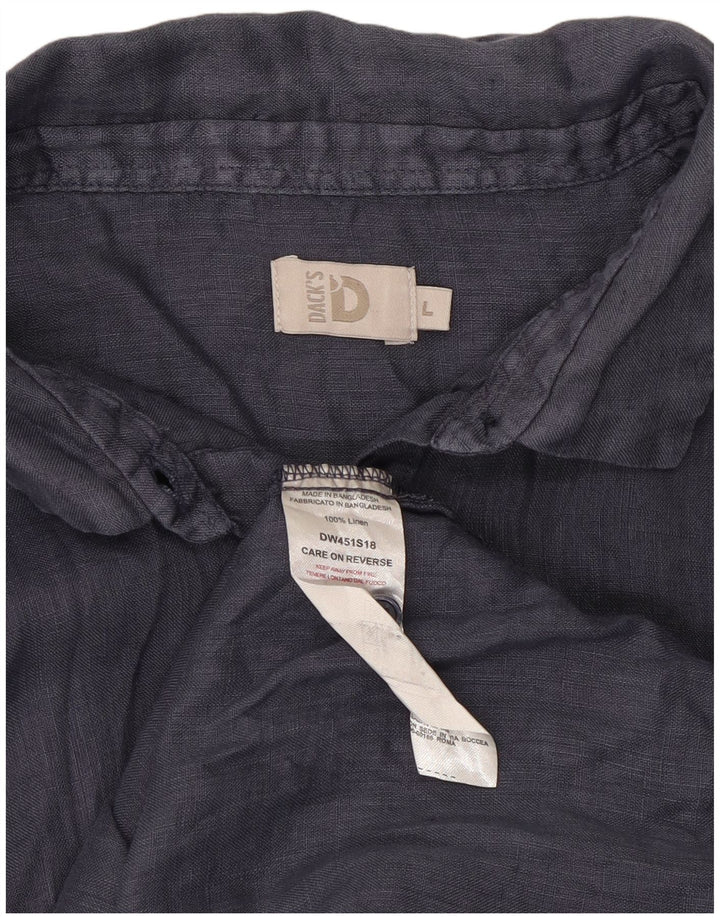 Camicia da donna di Dack UK 16 Grande lino blu navy