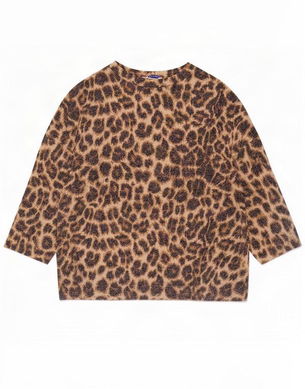 Top Zara Trafaluc da donna manica 3/4 UK 14 marrone medio stampa animalier